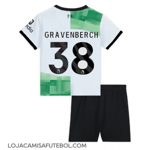 Camisa de Futebol Liverpool Ryan Gravenberch #38 Equipamento Secundário Infantil 2023-24 Manga Curta (+ Calças curtas)